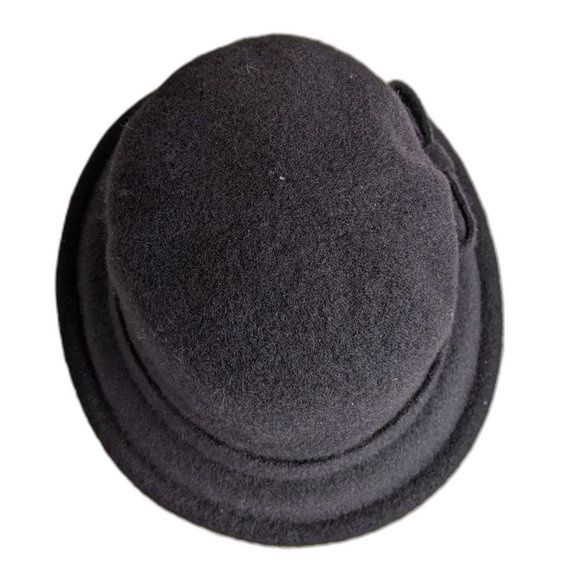 Cloche Hat Side Bow Black All Seasons - 100% Wool - Fall Style Evening Dress Up - Picture 7 of 10